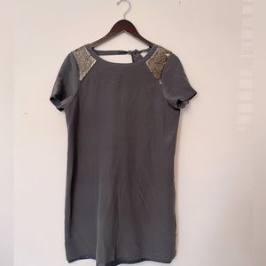 Madewell silk dress with metal accents